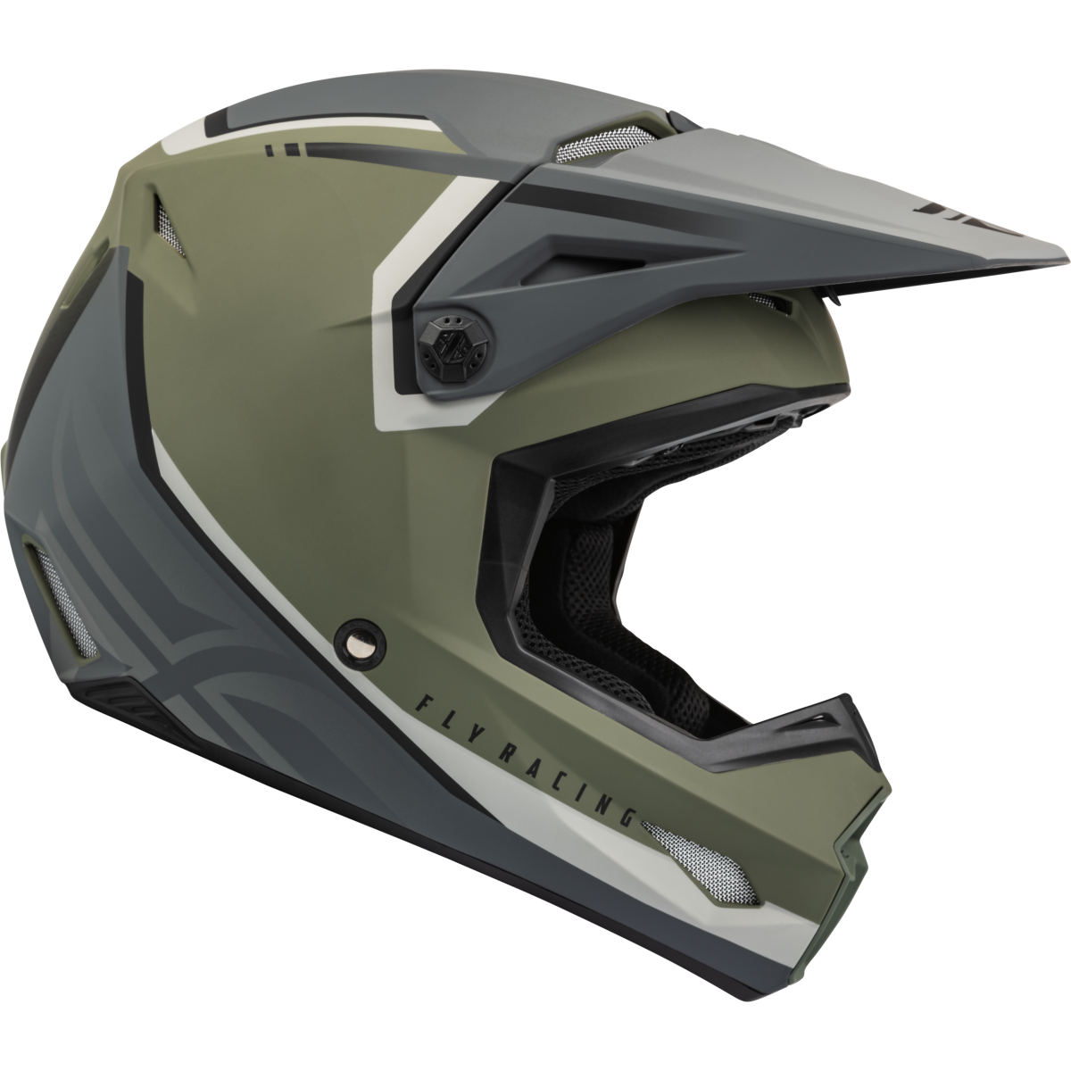 Fly Racing Kinetic Vision Helmet Matte Olive Green/Grey L