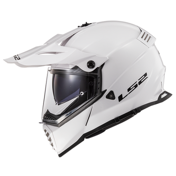 LS2 Blaze Full Face Adventure Helmet w/Sunshield Solid Gloss White - Large