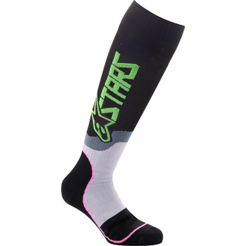 Alpinestars Youth MX Plus-2 Socks BLK/GRN/Neon/Pink Fluo MD/LG by WPS