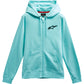 ALPINESTARS Women's Ageless Zip Hoodie - Light Aqua/Black - Medium 1232518007212M