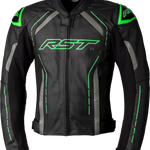 RST S1 CE Leather Jacket - Black/Grey/Neon Green - 3XL