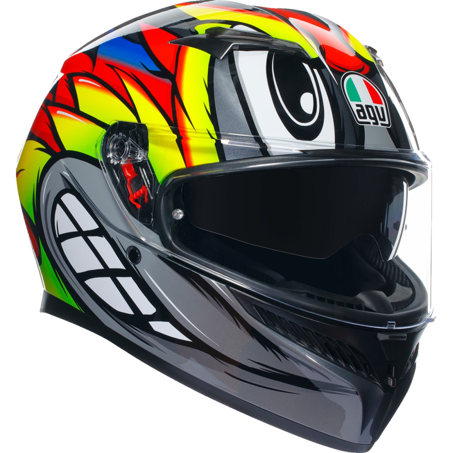 AGV K3 Helmet - Birdy 2.0 - Gray/Yellow/Red - Large 2118381004012L | Street Full Face Adult Helmet