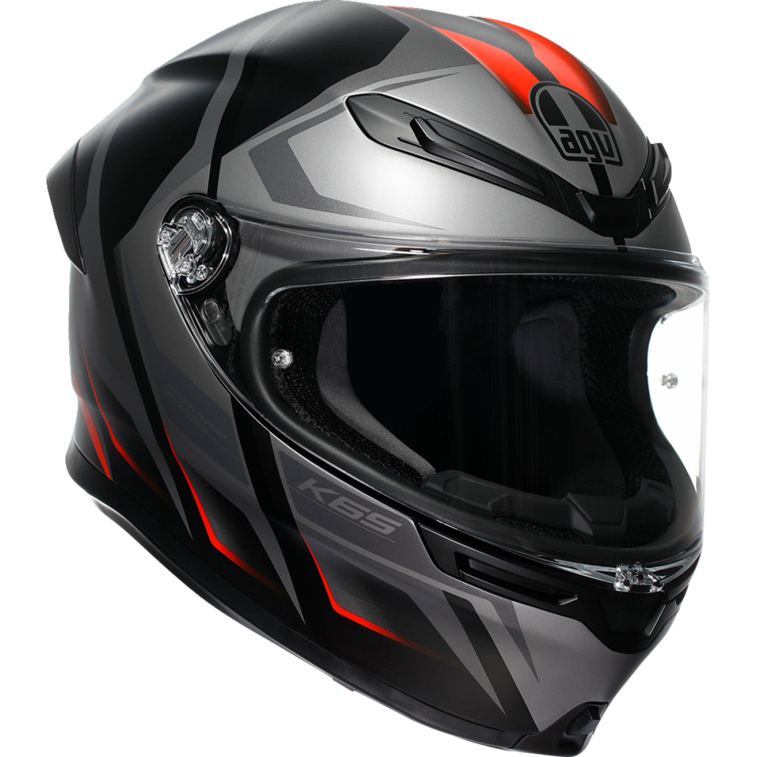 AGV K6 S Helmet - Karve - Matte Black/Gray/Red - XL 2118395002-024-XL | Street Full Face Adult Helmet