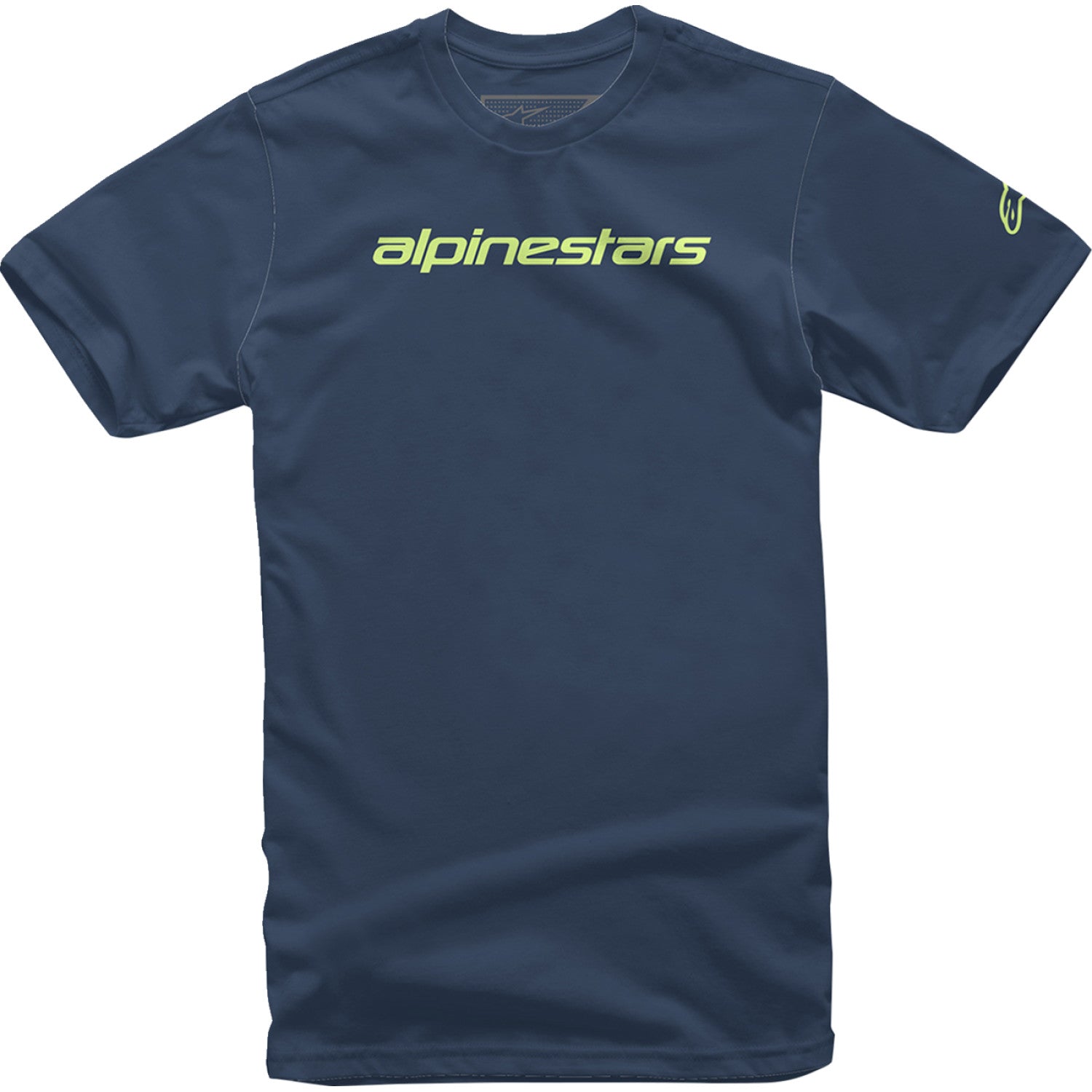 ALPINESTARS Linear Wordmark T-Shirt - Navy/Lime - 2XL 12127202070362X