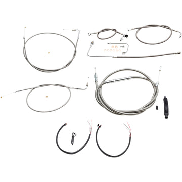 LA Choppers Handlebar Cable/Brake Line Kit - Complete - 18" - 20" Handlebars - Stainless LA-8151KT2A-19