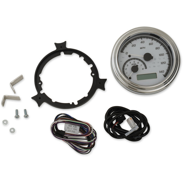 Dakota Digital MVX Series Fatbob Analog/Digital Gauge System - White/Gray/Chrome MVX-2004-WG-C
