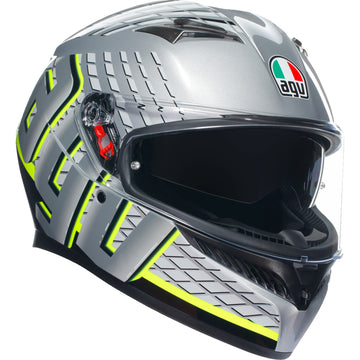 AGV K3 Helmet - Fortify - Gray/Black/Yellow Fluo - Small 2118381004011S | Street Full Face Adult Helmet