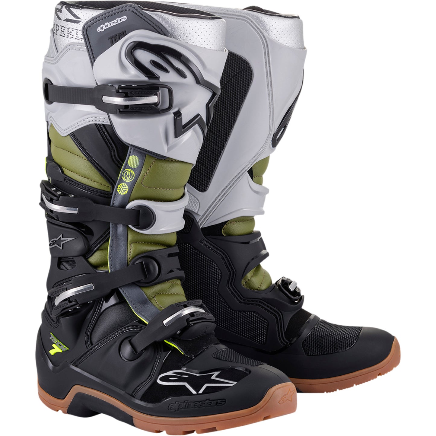 ALPINESTARS Tech 7 Enduro Boots - Black/Silver/Green - US 9 2012114-1916-9