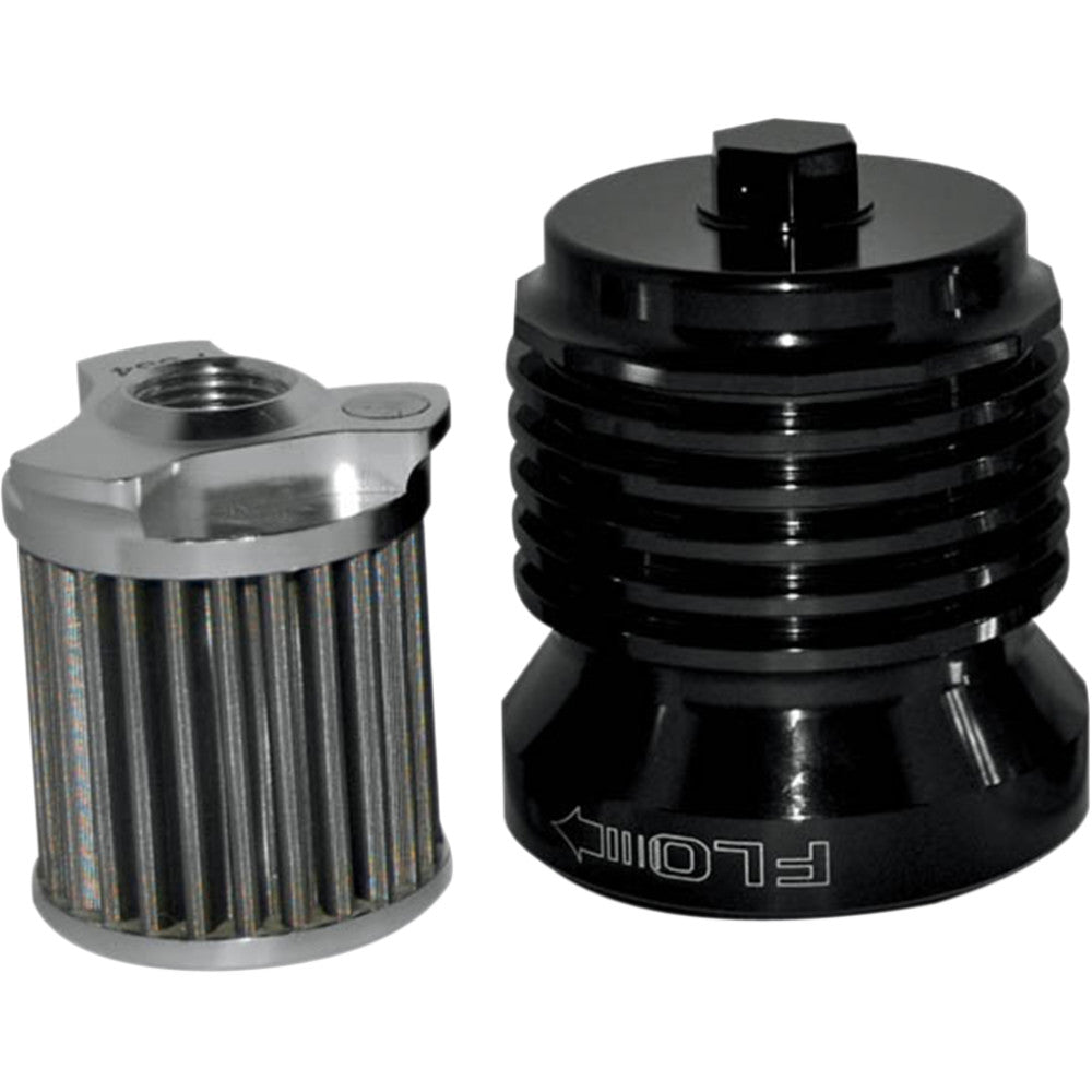 PC RACING Flo? "Spin-On" Oil Filter - Black Anodized - Aprilia/BMW/Buell/H-D/Moto Guzzi/Yamaha PCS4B