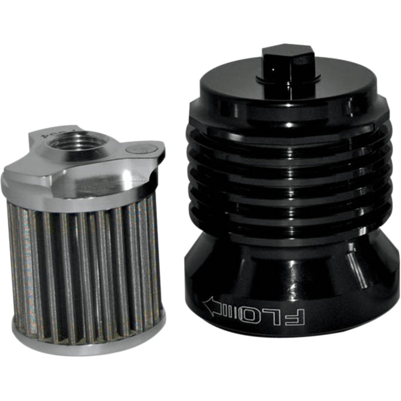 PC RACING Flo? "Spin-On" Oil Filter - Black Anodized - Aprilia/BMW/Buell/H-D/Moto Guzzi/Yamaha PCS4B