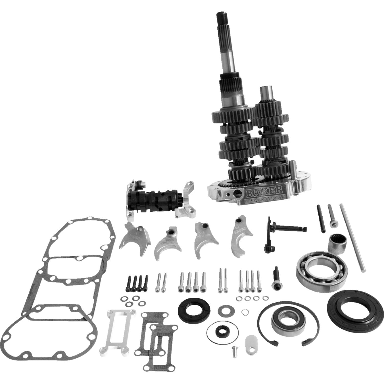 Baker Drivetrain 6-Speed Gear Set - Polished OD6-404P-02 | Transmission Gear Sets Complete