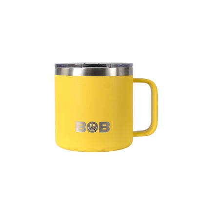 BOBs 14Oz Stainless Steel Double Wall Vacuum Insulated Coffee Mug with Lid and Handle by BOB The Cooler Co