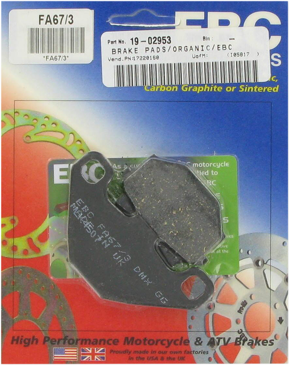 EBC Organic Brake Pads FA67/3