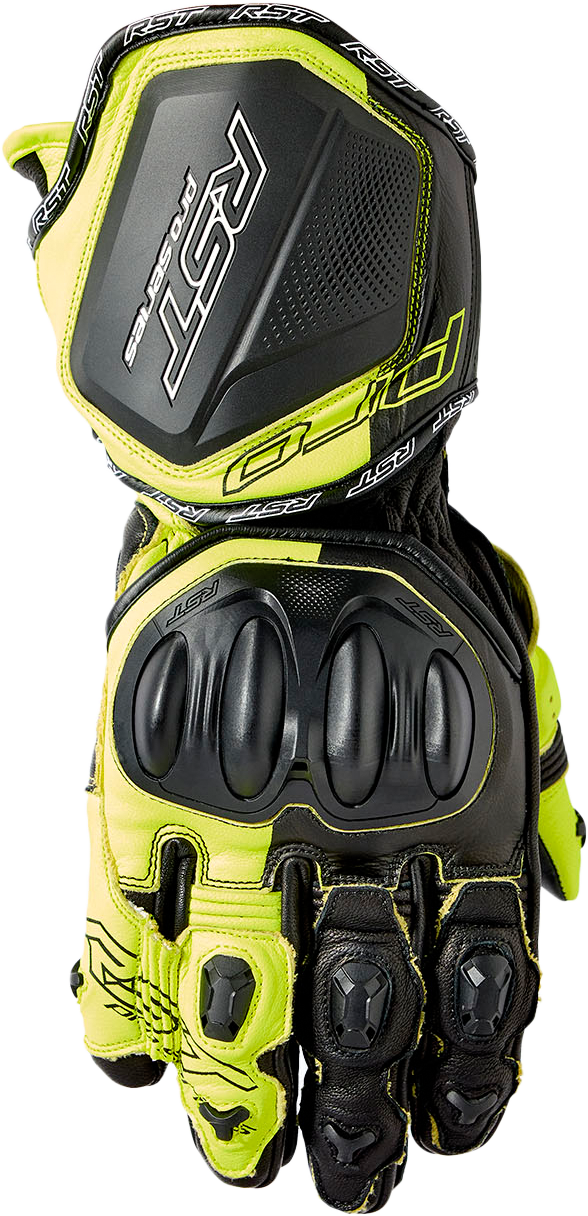 RST Pro Series GP D3O CE Leather Glove - Black/Fluro Yellow - 2XL