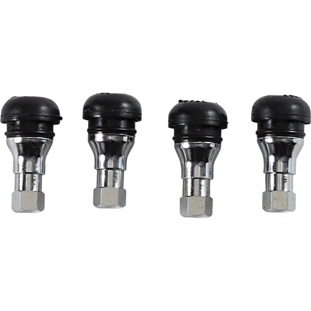 MOOSE OFFROAD Valve Stem - Push-In - Chrome/Black TR412C-B4