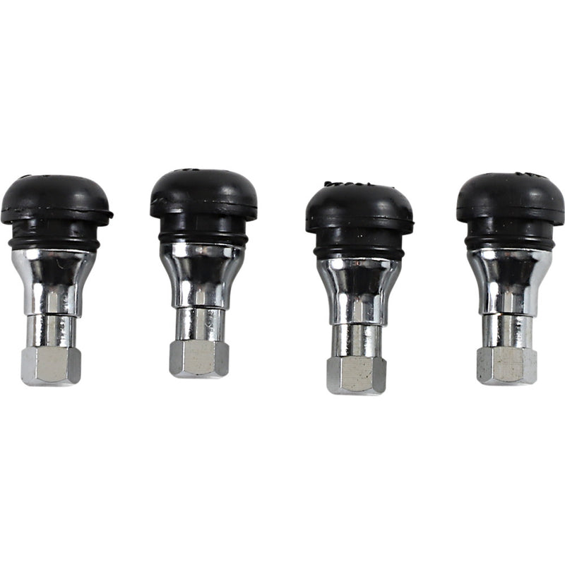 MOOSE OFFROAD Valve Stem - Push-In - Chrome/Black TR412C-B4