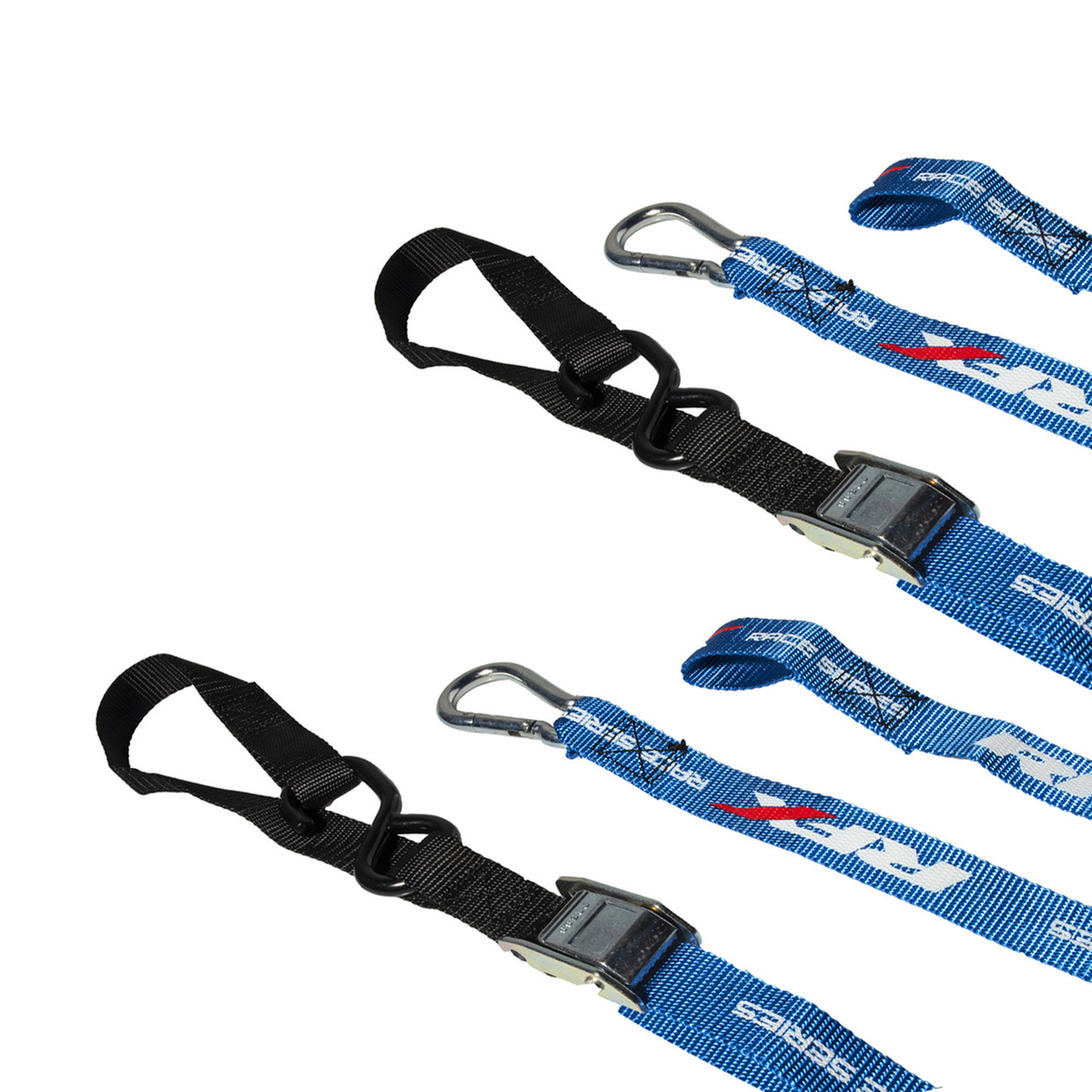 1.0 Tie Downs Soft Loop & Carabiner Light Blue/Black