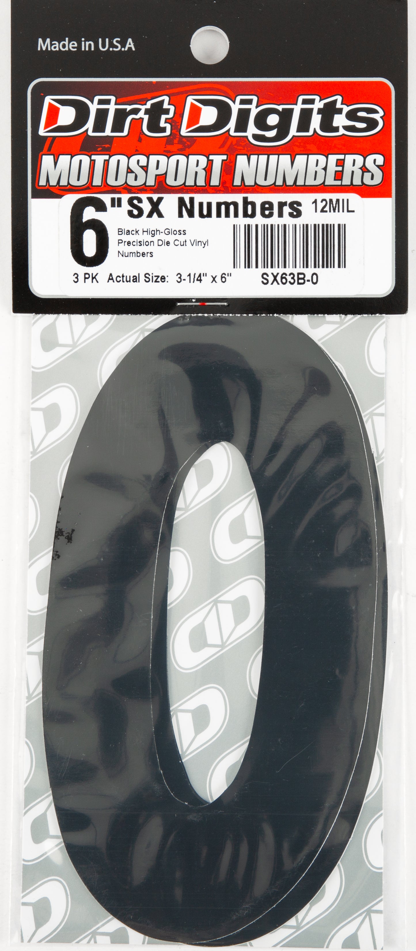 #0 6" Black Super X Digits 3/Pk
