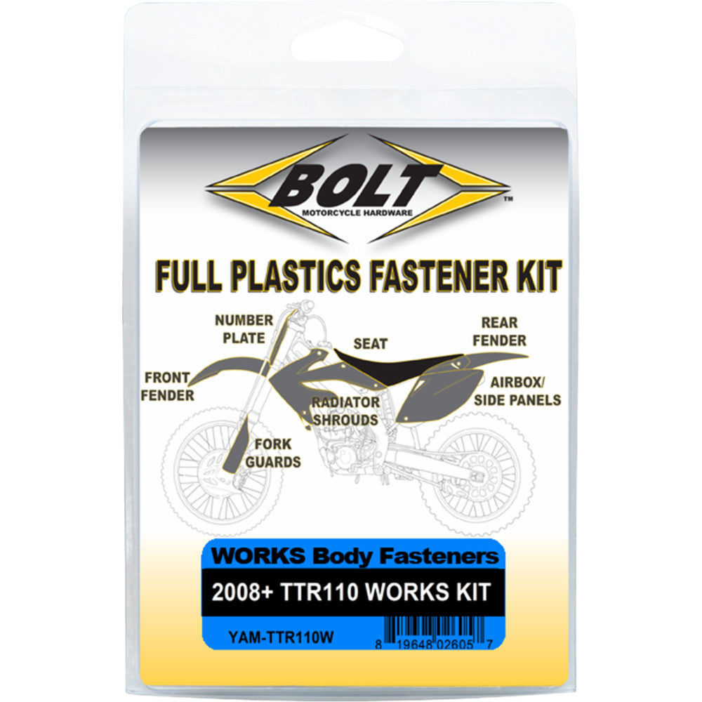 BOLT Body Work Fastener Kit - '08-'25 Yamaha TT-R 110 YAM-TTR110W