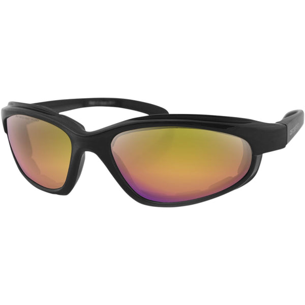 Bobster Fat Boy Sunglasses - Matte Black - Purple/Yellow Revo Mirror Lens EFB002H