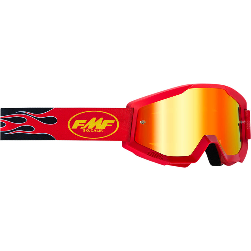 FMF Youth PowerCore Goggles - Flame - Red - Red Mirror F-50055-00004