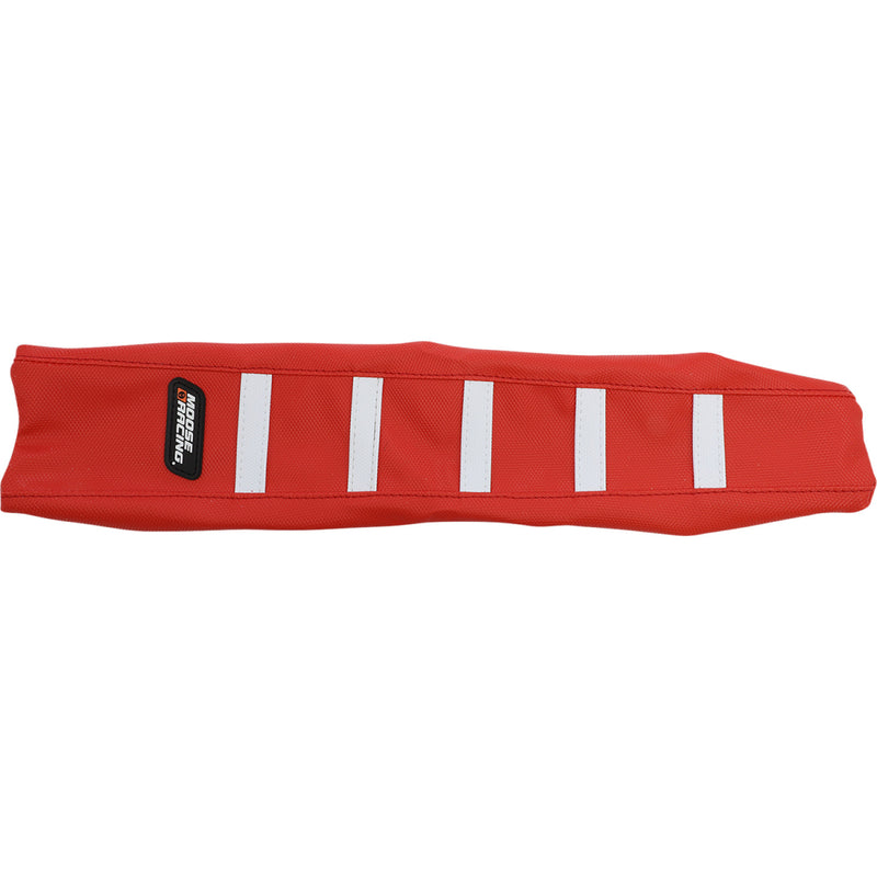 Moose Racing Ribbed Seat Cover - Red Cover/White Ribs - Gas Gas GAS65-331