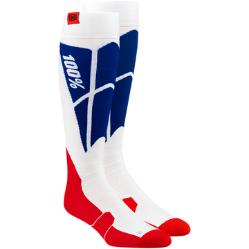 100% Hi-Side Performance Socks - White/Blue - Small/Medium 24008-022-17