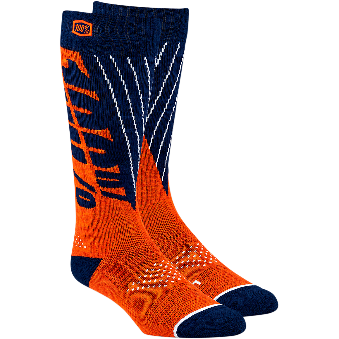 100% Torque Comfort Moto Socks - Navy/Orange - Small/Medium 24007-214-17