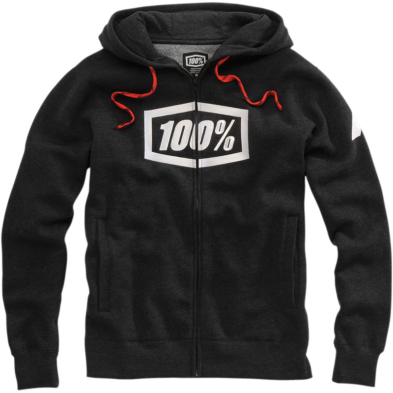 100% Syndicate Fleece Zip-Up Hoodie - Heather Black/White - Large 20032-00002