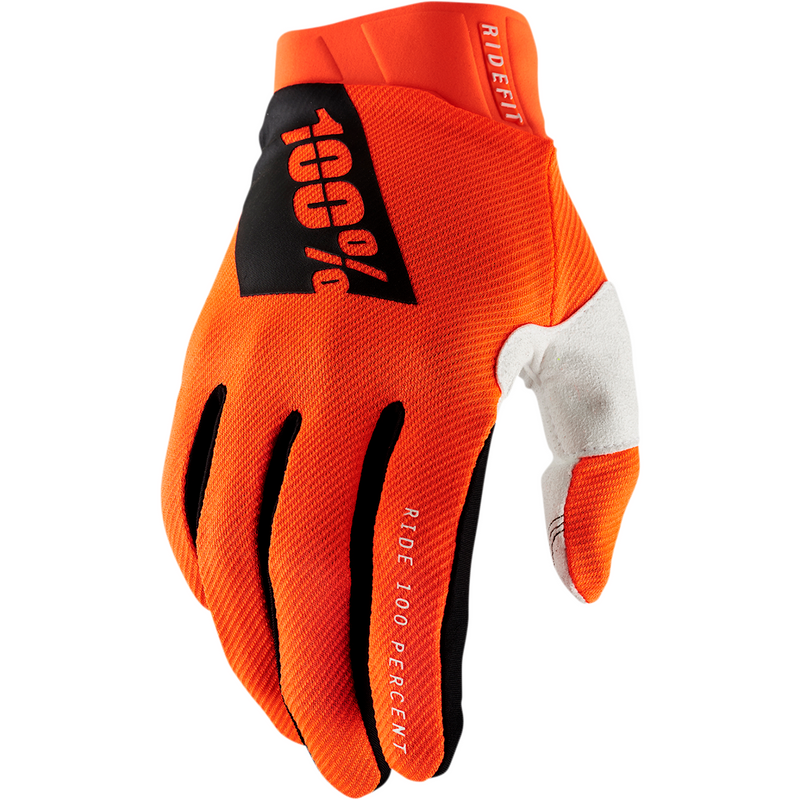 100% Ridefit Gloves - Fluorescent Orange - Large 10010-00007