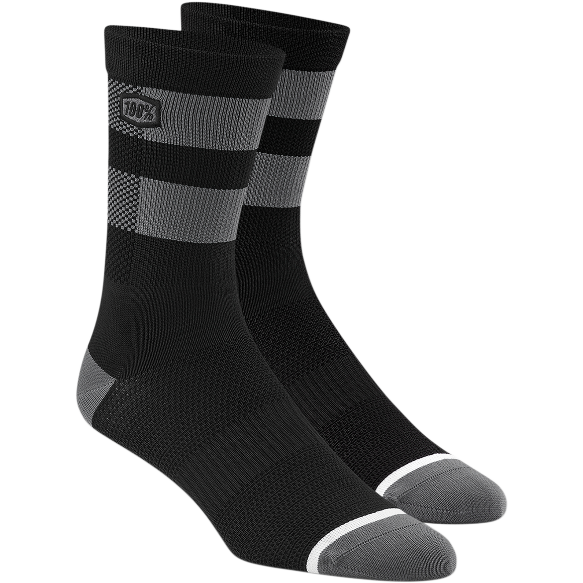 100% Flow Performance Socks - Black/Gray - Large/XL 20049-00003