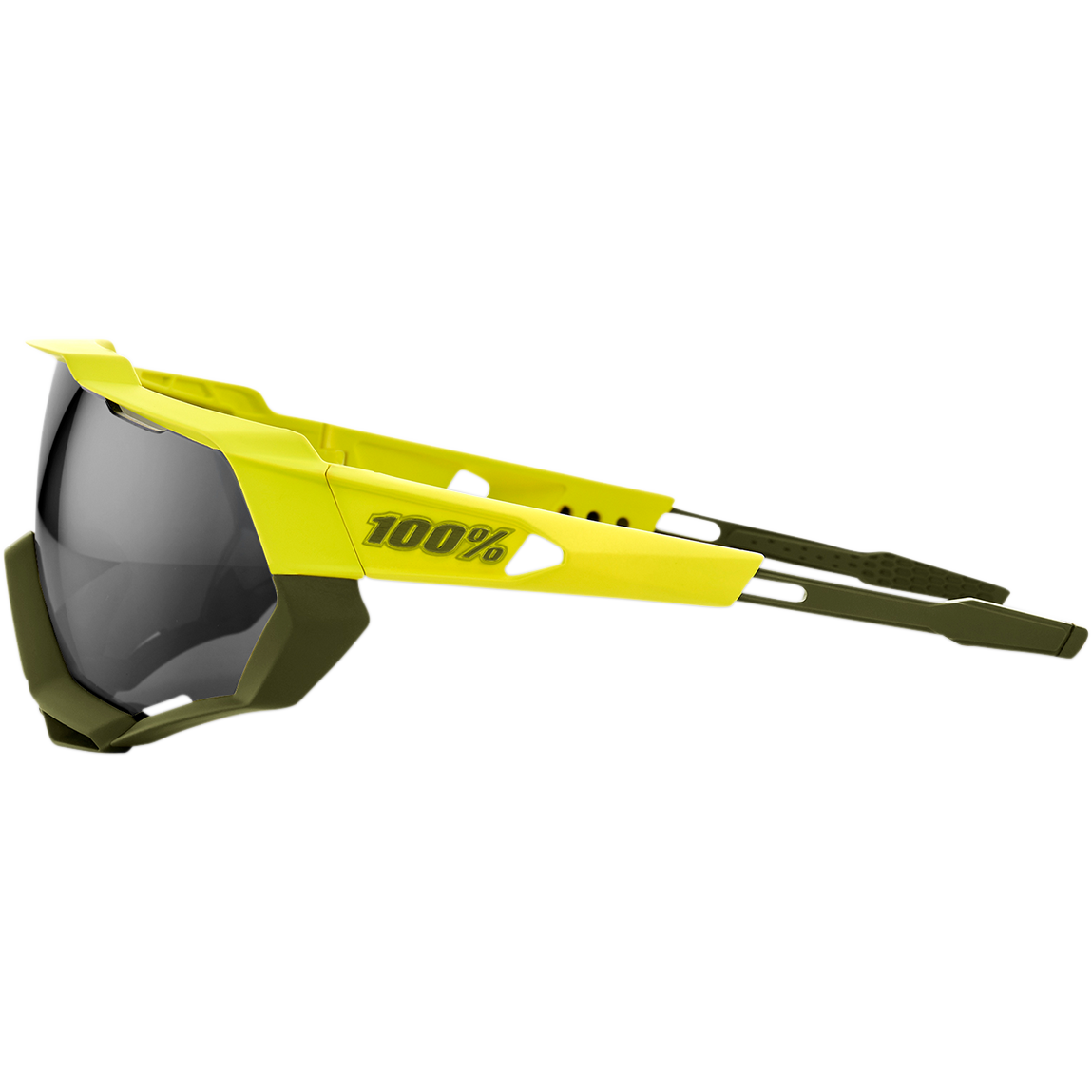 100% Speedtrap Sunglasses - Yellow - Black Mirror Lens 61023-004-61