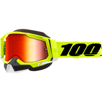 100% Racecraft 2 Snow Goggles - Fluo Yellow - Red Mirror 50012-00004