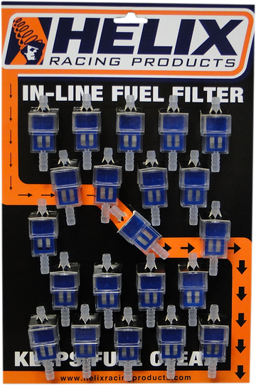 HELIX In-Line Fuel Filters - Blue - 1/4" - Display of 21 118-9214