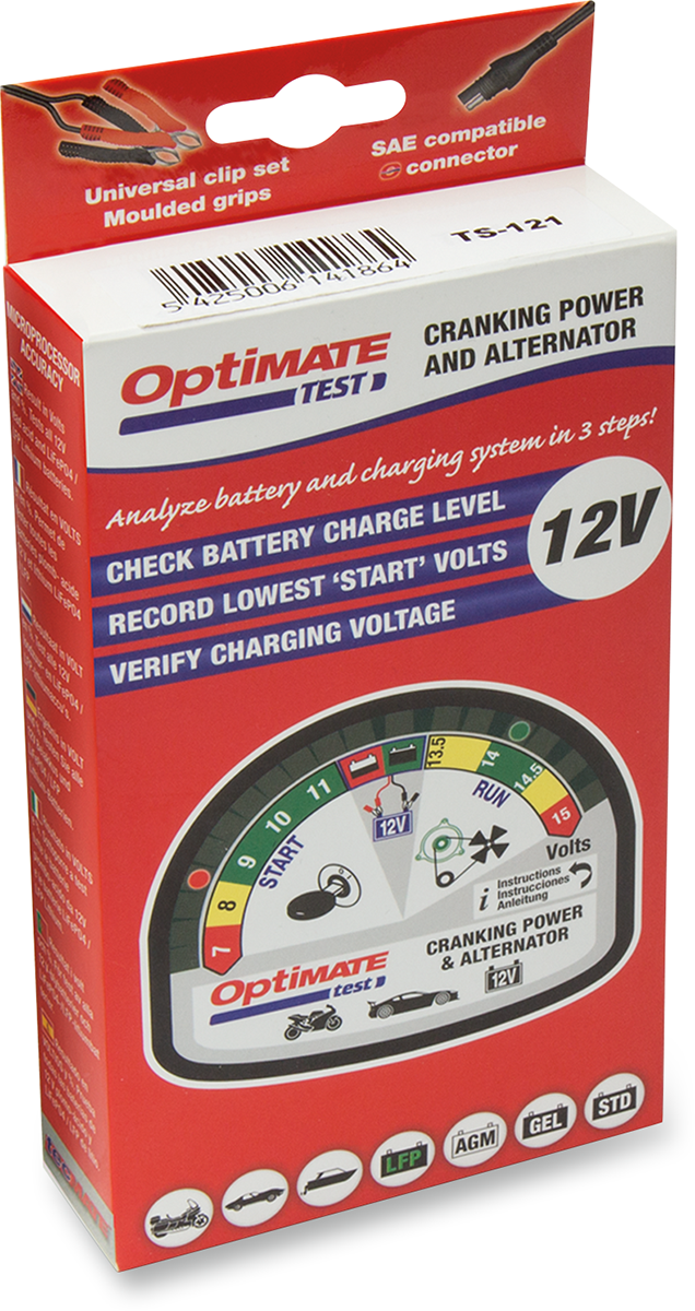 TECMATE Battery Charging System/Alternator Tester - Pocket - Battery Clip/12V TS-121