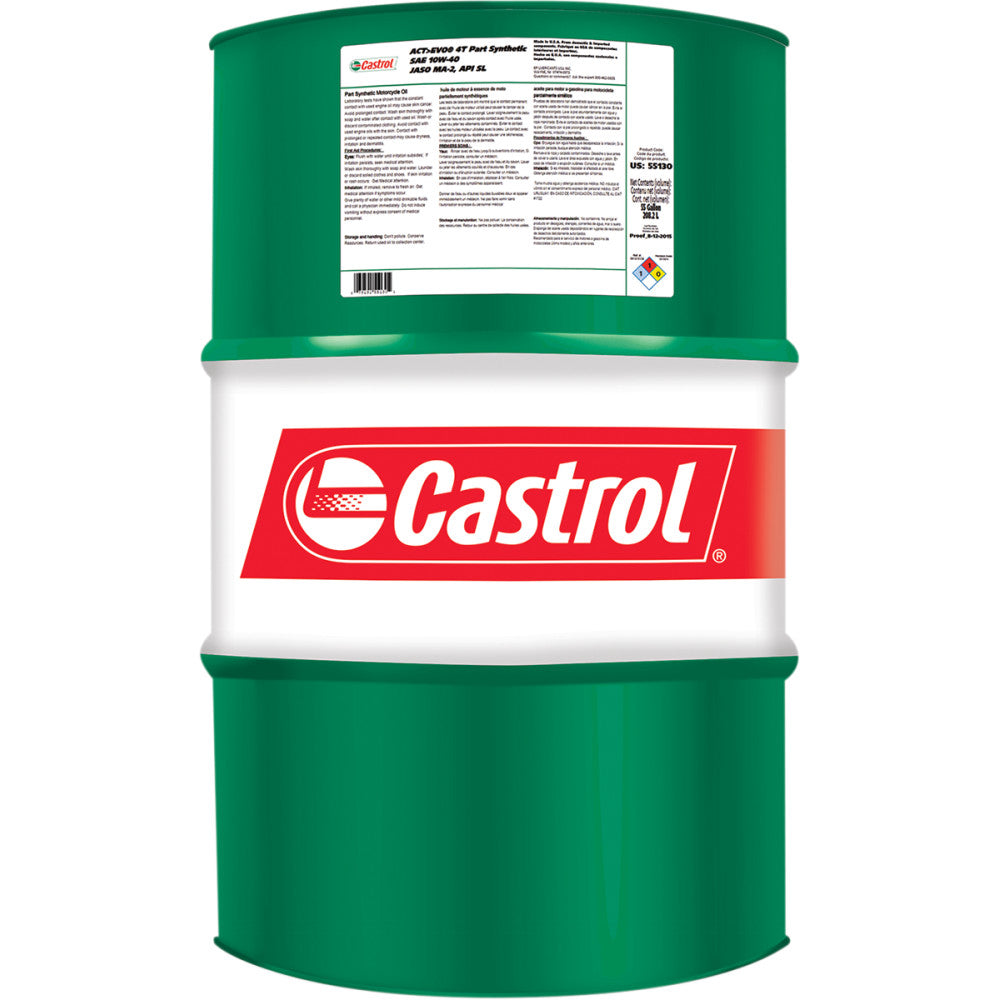 CASTROL Act Evo? Semi-Synthetic 4T Engine Oil - 10W-40 - 55 U.S. gal - Drum 15D7D3