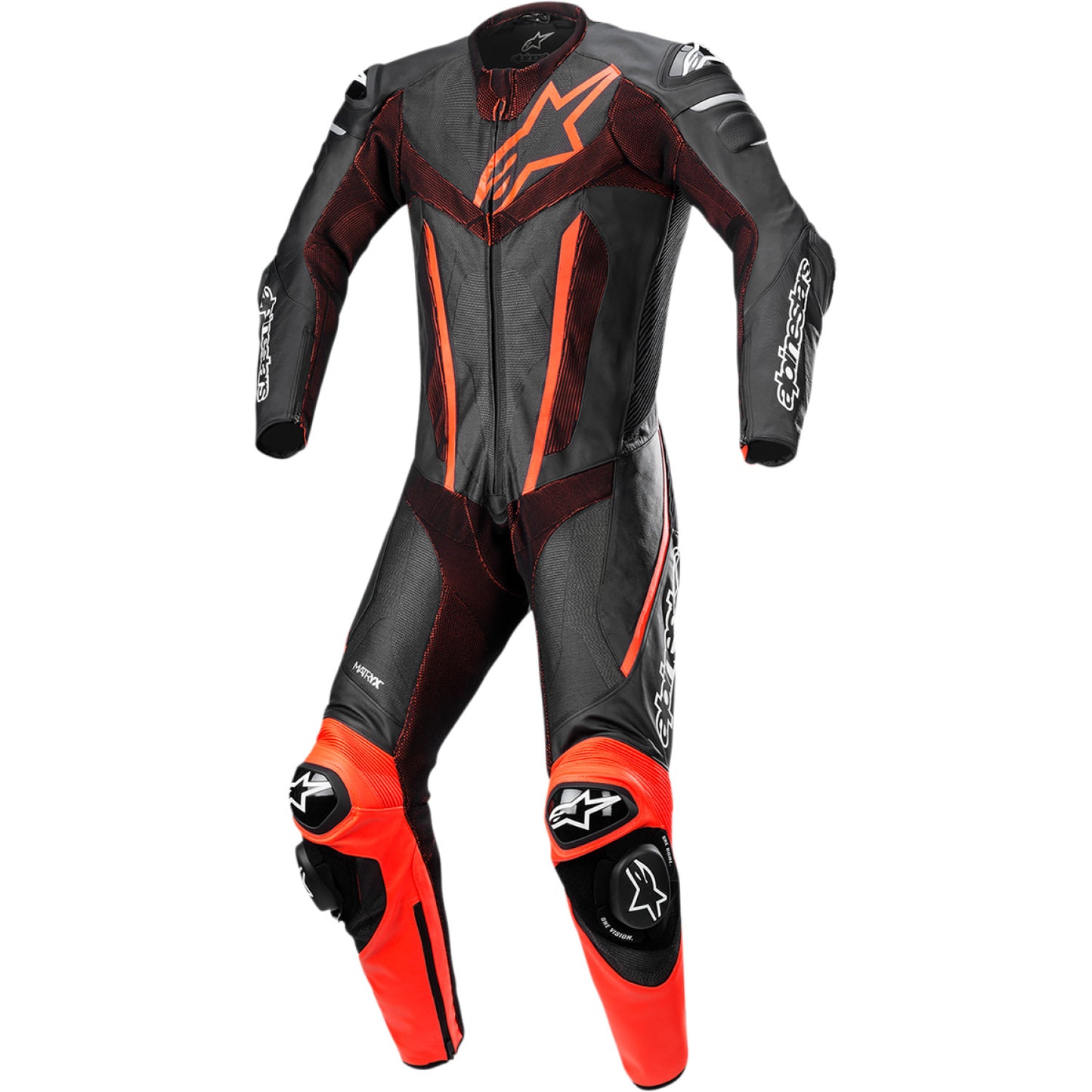 ALPINESTARS Fusion 1-Piece Suit - Black/Red Fluorescent - US 36 / EU 46 3153022-1030-46