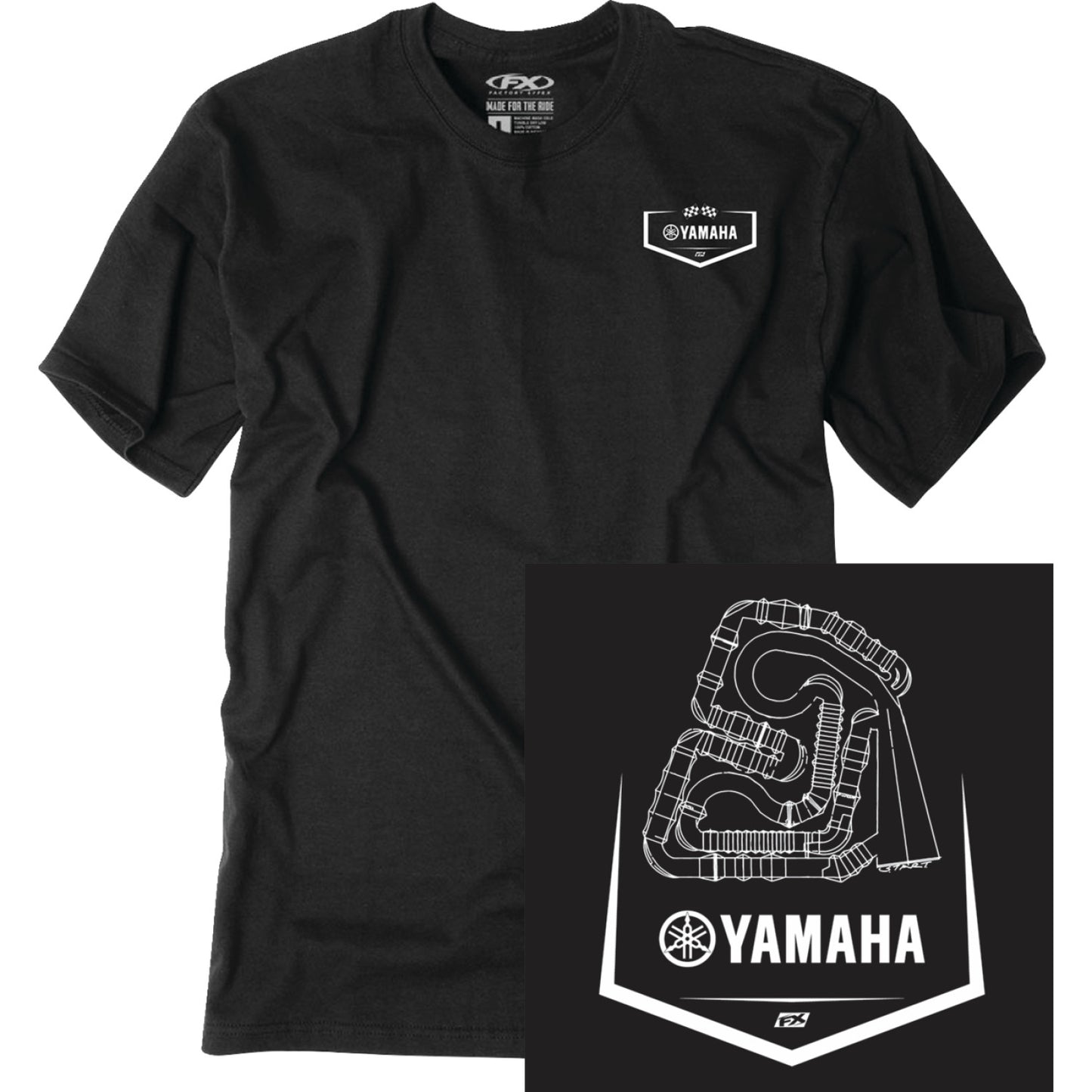 FACTORY EFFEX Yamaha Track T-Shirt - Black - 2XL 28-87208