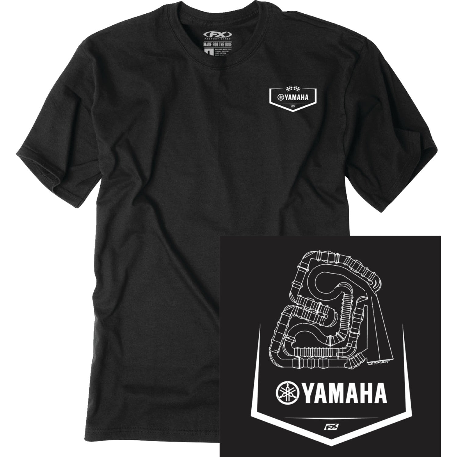 FACTORY EFFEX Yamaha Track T-Shirt - Black - 2XL 28-87208