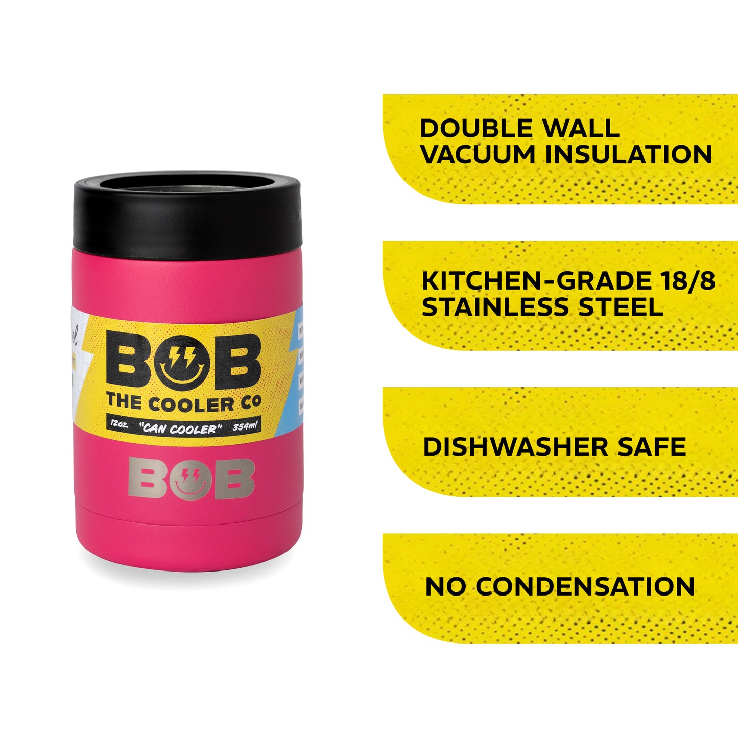 BOBs 12Oz Short Double Wall Vacuum Insulated Can Cooler