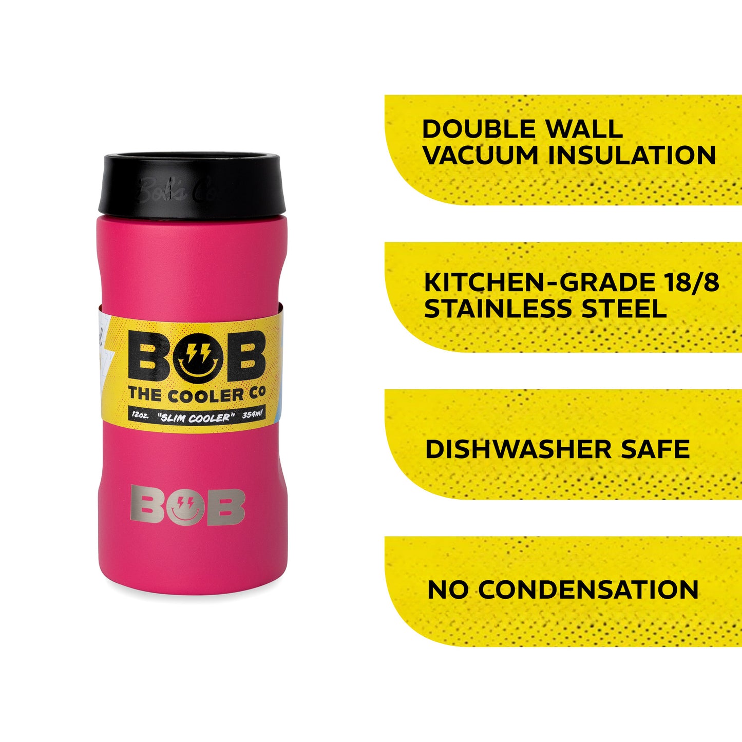 BOBs 12Oz Slim Double Wall Vacuum Insulated Can Cooler