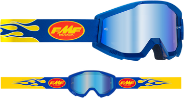 FMF PowerCore Goggles - Flame - Navy - Blue Mirror F-50051-00007