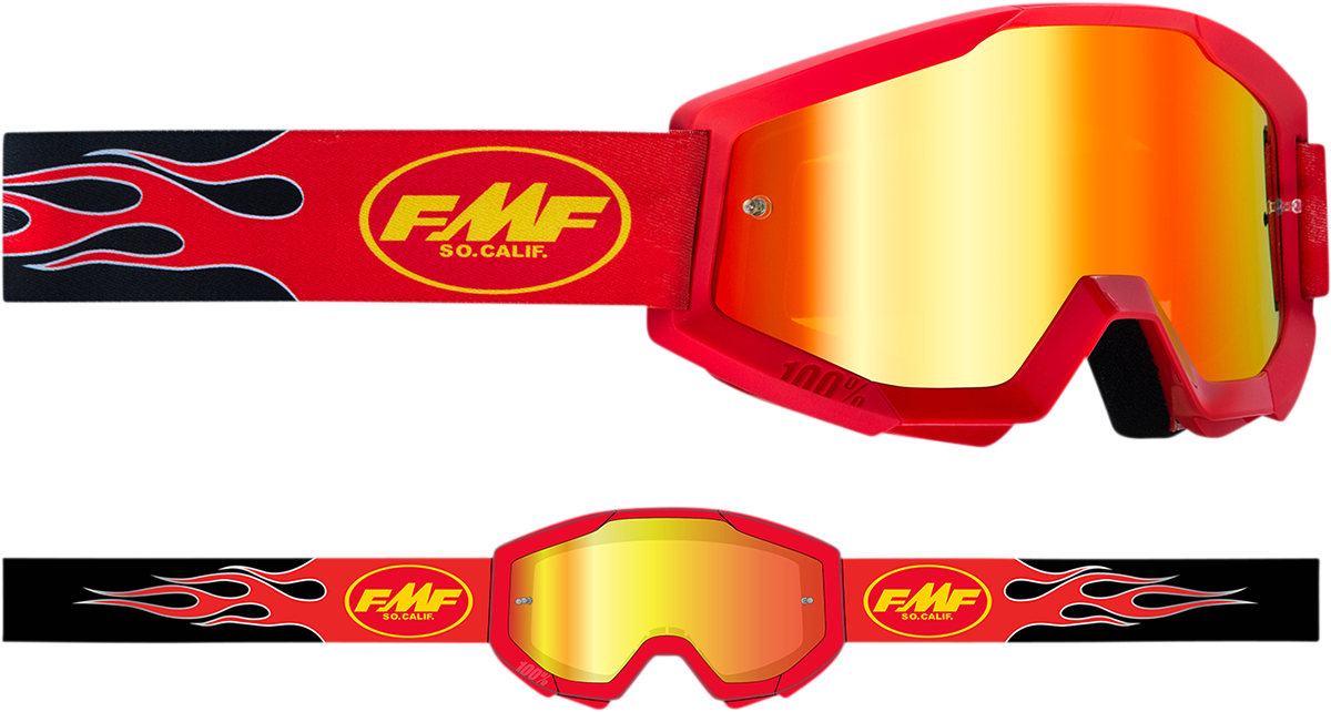 FMF Youth PowerCore Goggles - Flame - Red - Red Mirror F-50055-00004