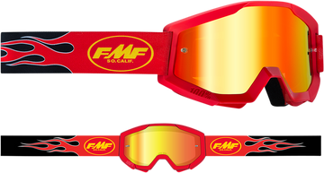 FMF Youth PowerCore Goggles - Flame - Red - Red Mirror F-50055-00004