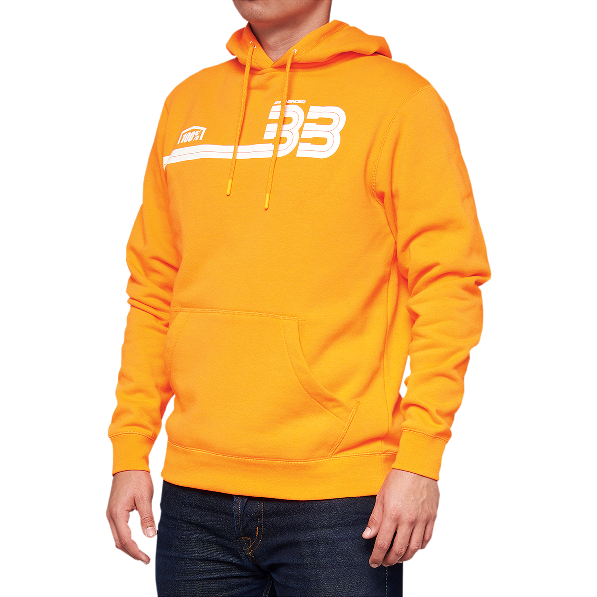 100% BB33 Pullover Kangaroo Pocket Hoodie - Orange - Small BB-36045-476-10