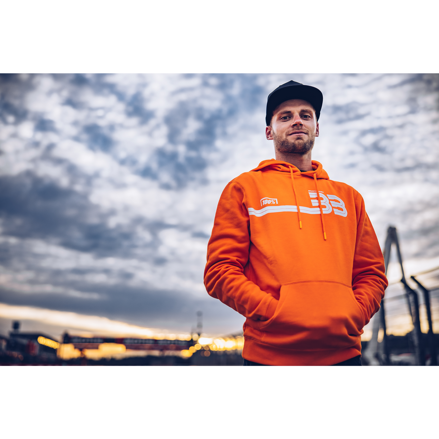 100% BB33 Pullover Kangaroo Pocket Hoodie - Orange - Small BB-36045-476-10