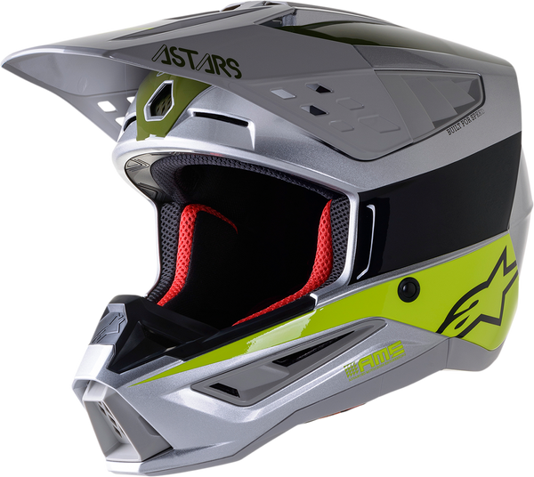 Alpinestars SM5 Helmet - Bond - Silver/Yellow/Green - XL 8303522-1956-XL