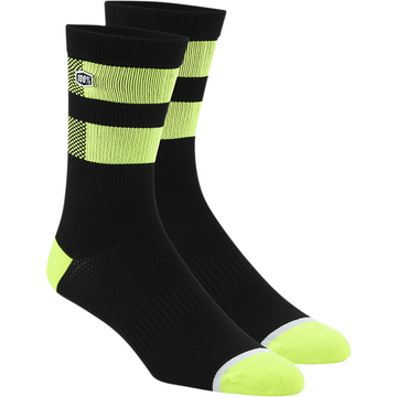 100% Flow Socks - Black/Fluorescent Yellow - Large/XL 24005-490-18