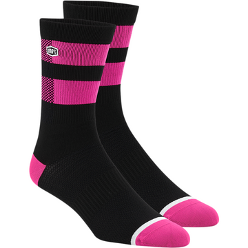 100% Flow Socks - Black/Fluorescent Pink - Large/XL 24005-491-18