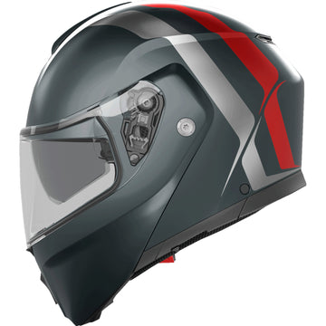 AGV Streetmodular Helmet - Resia - Matte Gray/Silver/Red - Small 2118296002006S | Street Full Face Modular Helmet